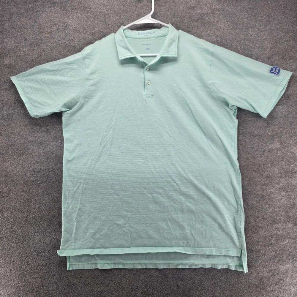 B Draddy Polo Shirt Mens XL Green Stripe Pima Cotton Loch Lloyd Golf Stretch